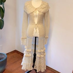 Free People crochet knit duster coat, sz Small, NWOT